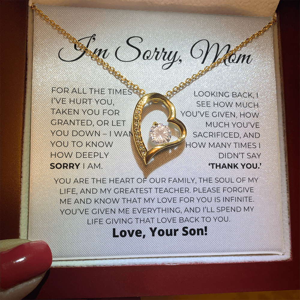 Apology Gift For Mom - Heart Of Our Family - Forever Love Necklace