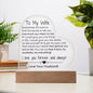 Para mi esposa: Qué especial eres para mí: placa acrílica con forma de corazón