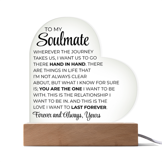 To My Soulmate - You Are The One I Want To Be With - Acrylic Heart Plaque