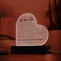 Para el amor de mi vida: lo especial que eres para mí: placa acrílica con forma de corazón