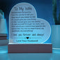 Para mi esposa: Qué especial eres para mí: placa acrílica con forma de corazón