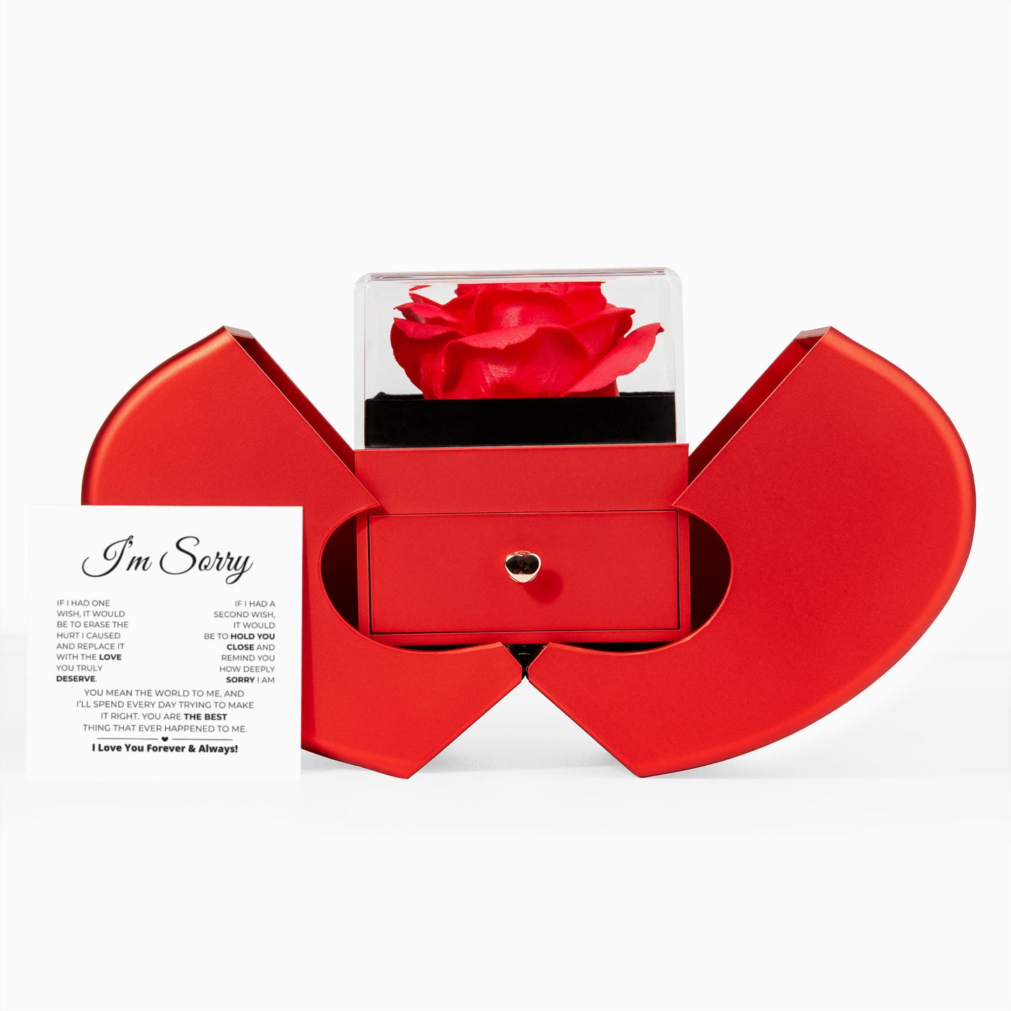 Apology Gift For Her - Alluring Beauty Necklace with Red Heart Rose Box