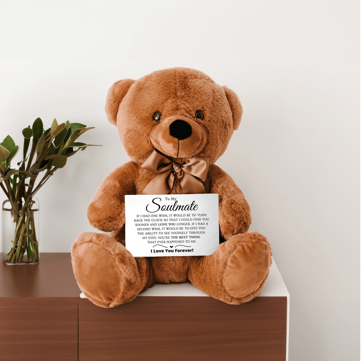 To My Soulmate - Teddy Bear with Canvas Message Card (Ships to the USA Only)