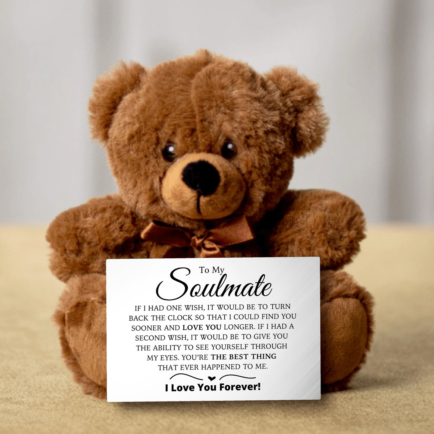 To My Soulmate - Teddy Bear with Canvas Message Card (Ships to the USA Only)