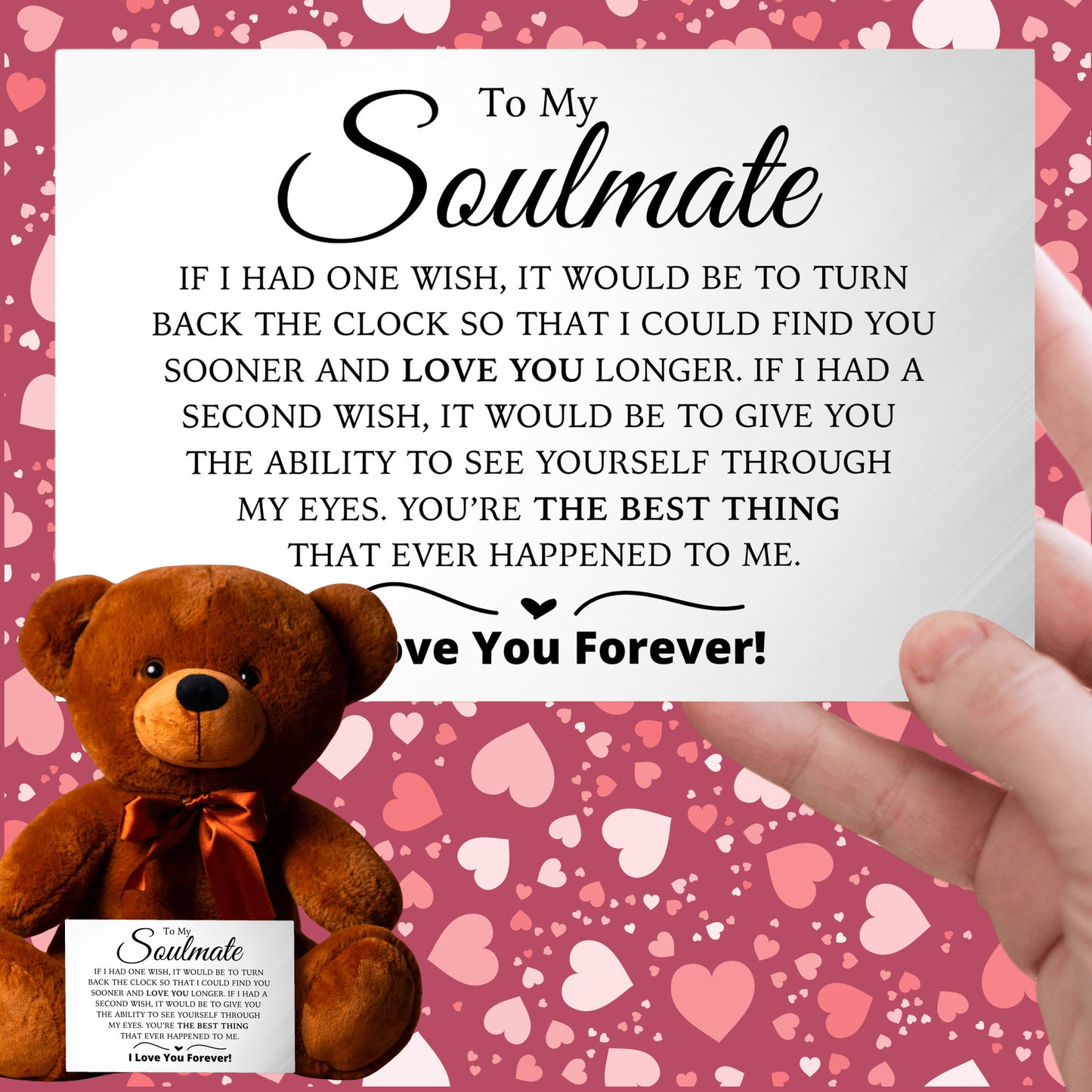 To My Soulmate - Teddy Bear with Canvas Message Card (Ships to the USA Only)