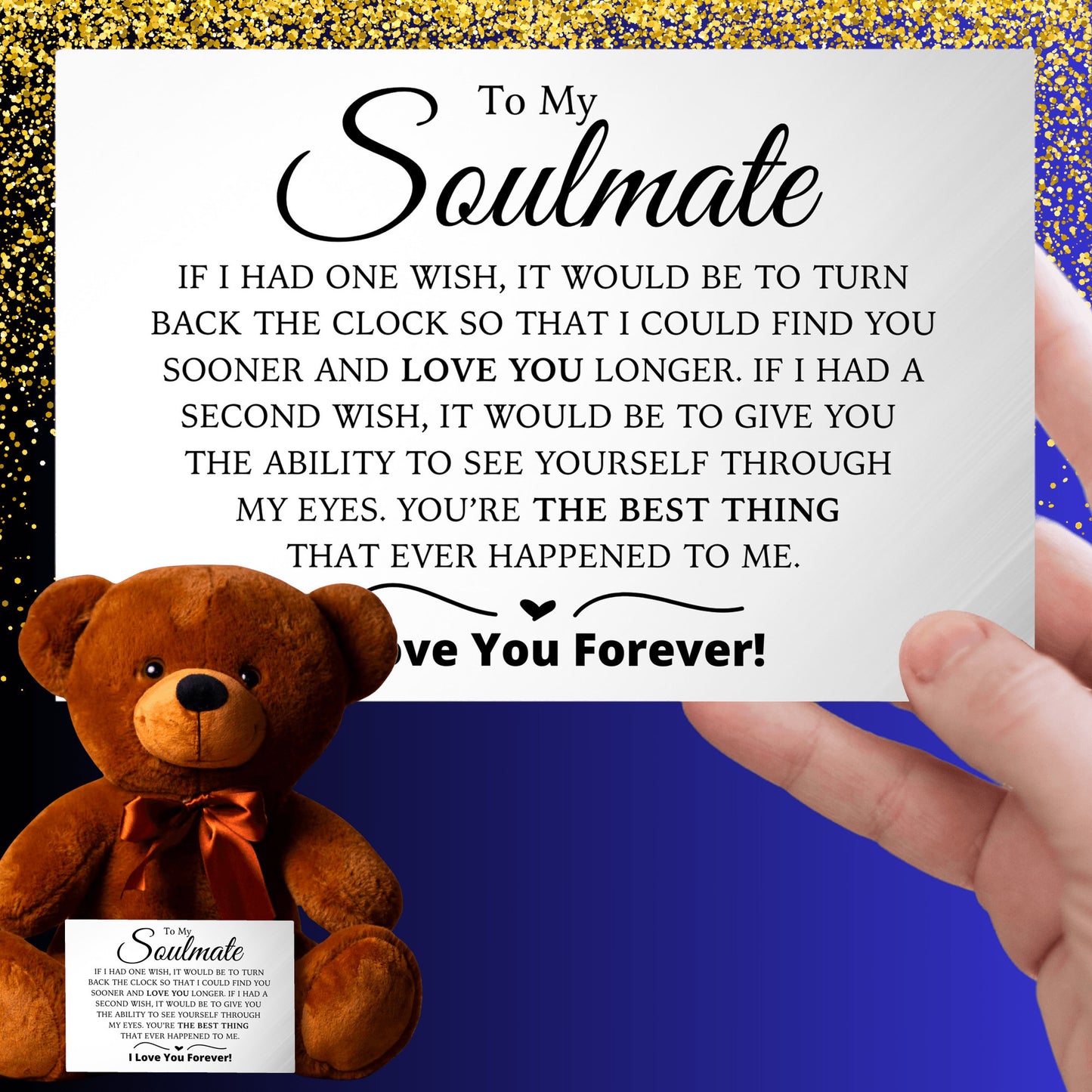 To My Soulmate - Teddy Bear with Canvas Message Card (Ships to the USA Only)