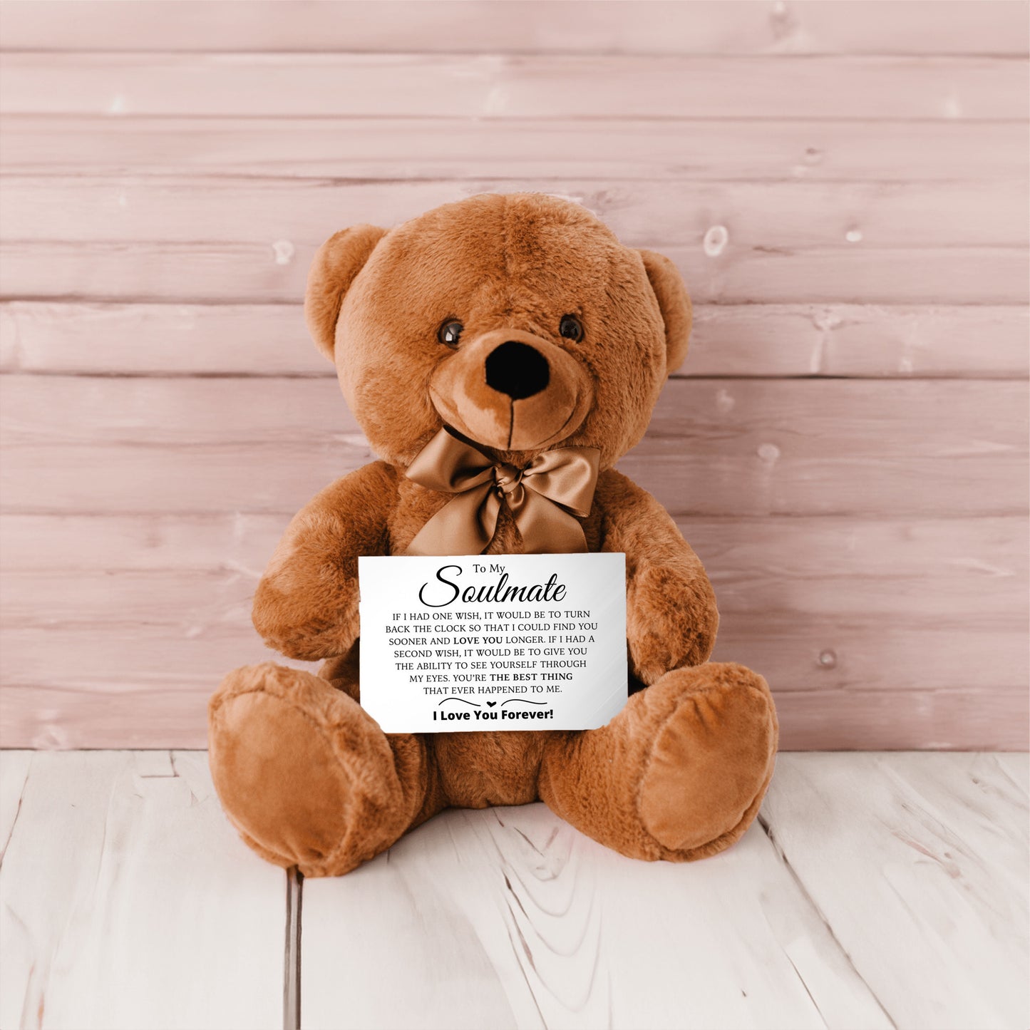 To My Soulmate - Teddy Bear with Canvas Message Card (Ships to the USA Only)