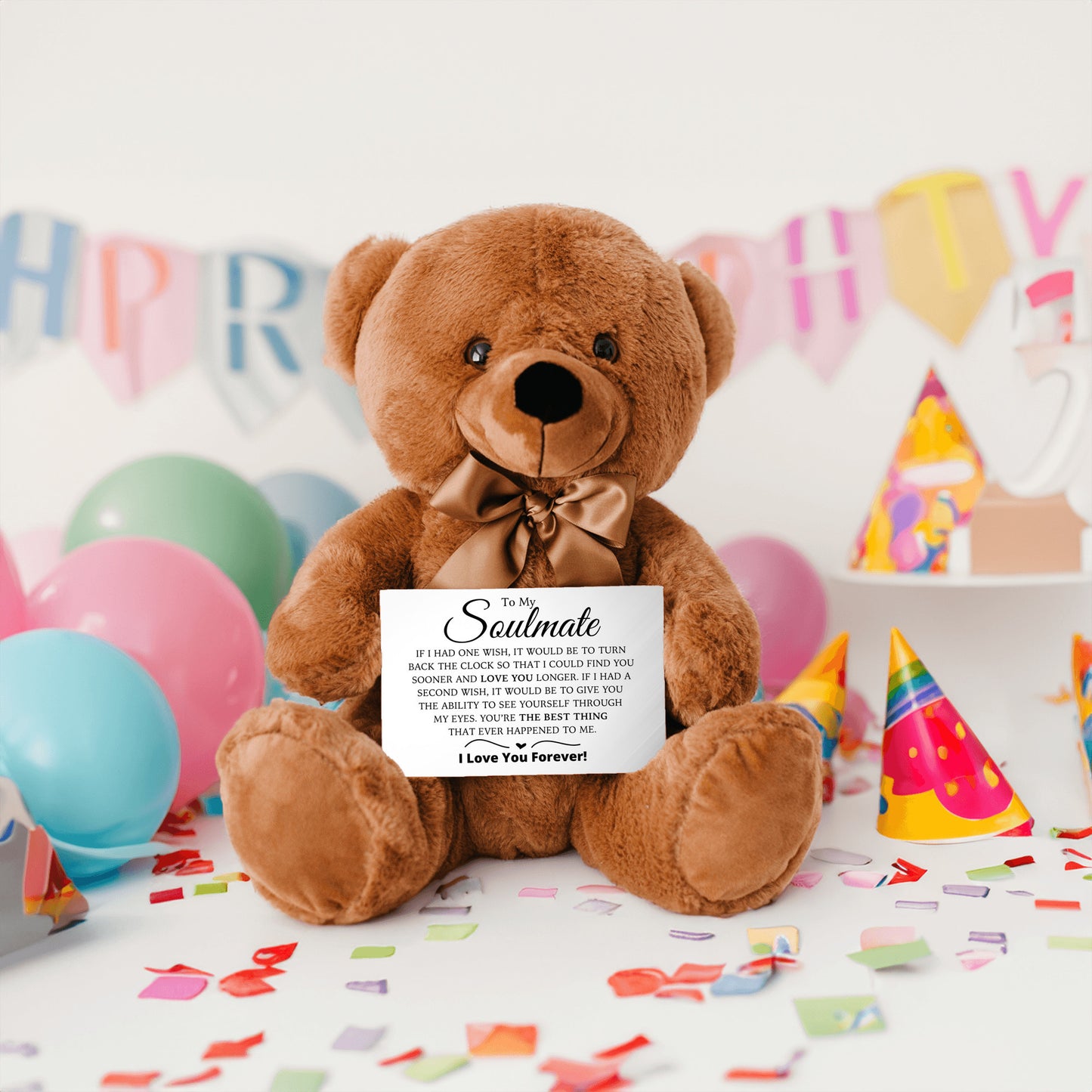To My Soulmate - Teddy Bear with Canvas Message Card (Ships to the USA Only)