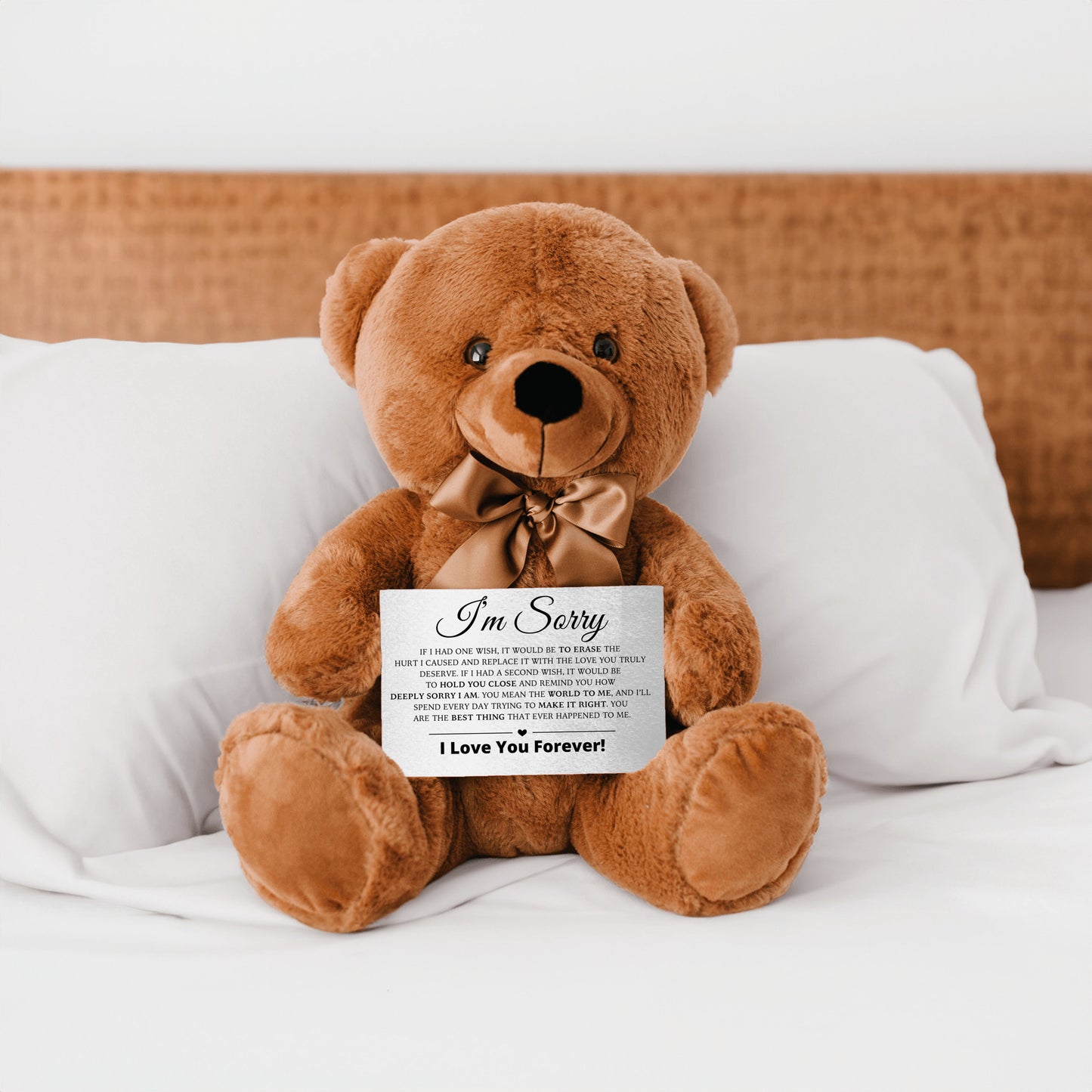 Apology Gift For Her - Teddy Bear with Canvas Message Card