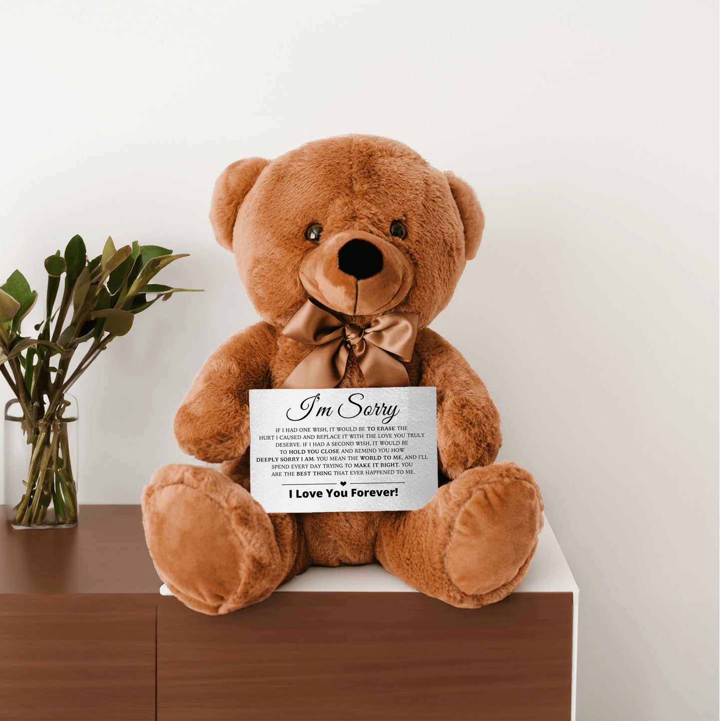 Apology Gift For Her - Teddy Bear with Canvas Message Card