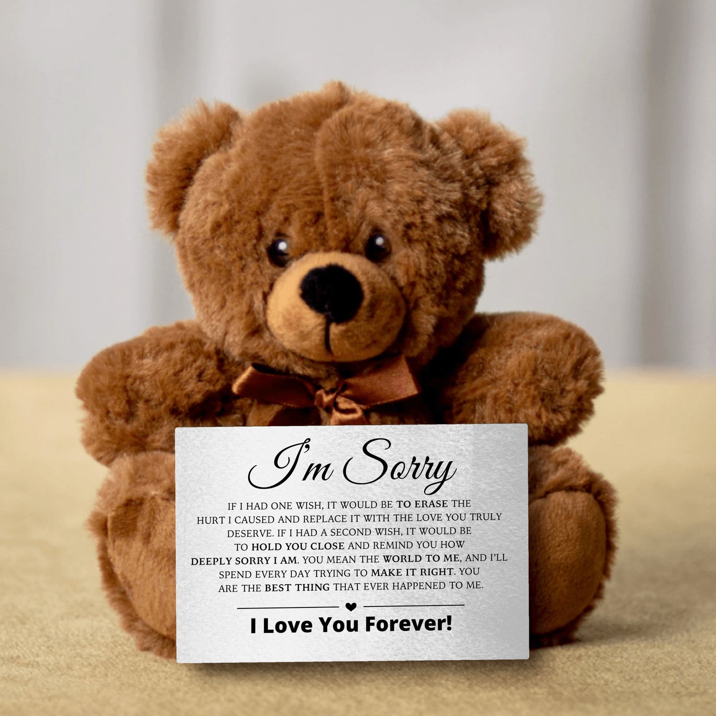 Apology Gift For Her - Teddy Bear with Canvas Message Card
