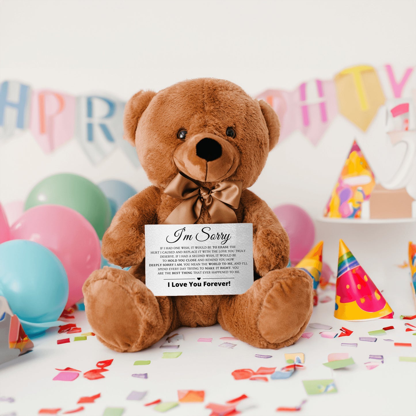 Apology Gift For Her - Teddy Bear with Canvas Message Card