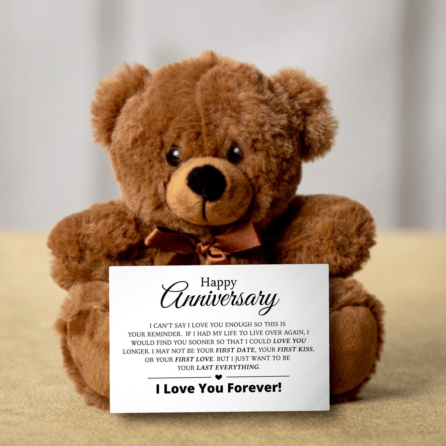 Anniversary Gift For Her - Teddy Bear with Canvas Message Card