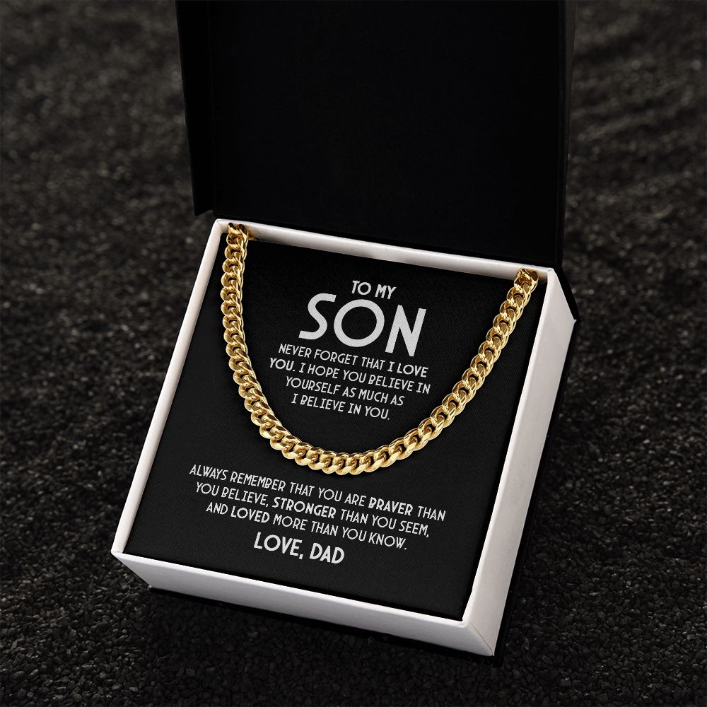 Para mi hijo - Nunca olvides que te amo - Collar de cadena de eslabones cubanos