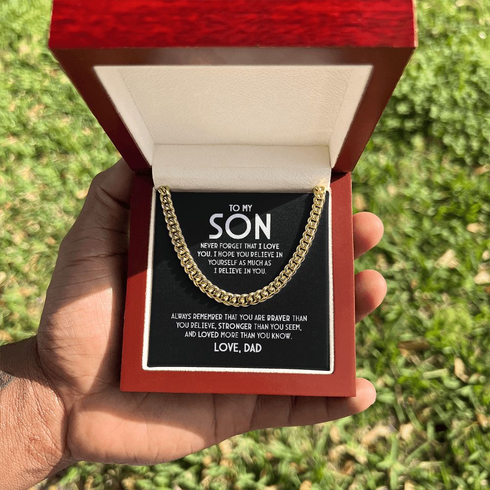 Para mi hijo - Nunca olvides que te amo - Collar de cadena de eslabones cubanos