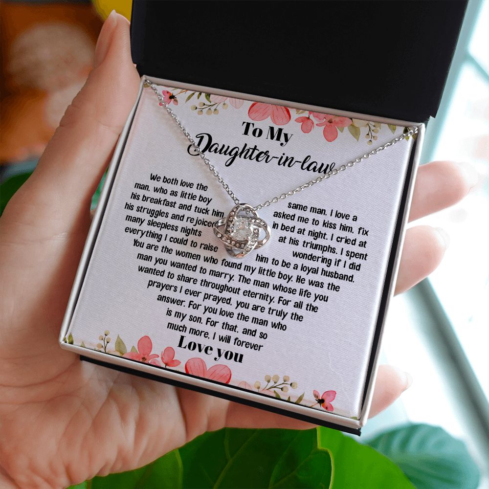 Para mi nuera: te amaré por siempre: collar con nudo de amor