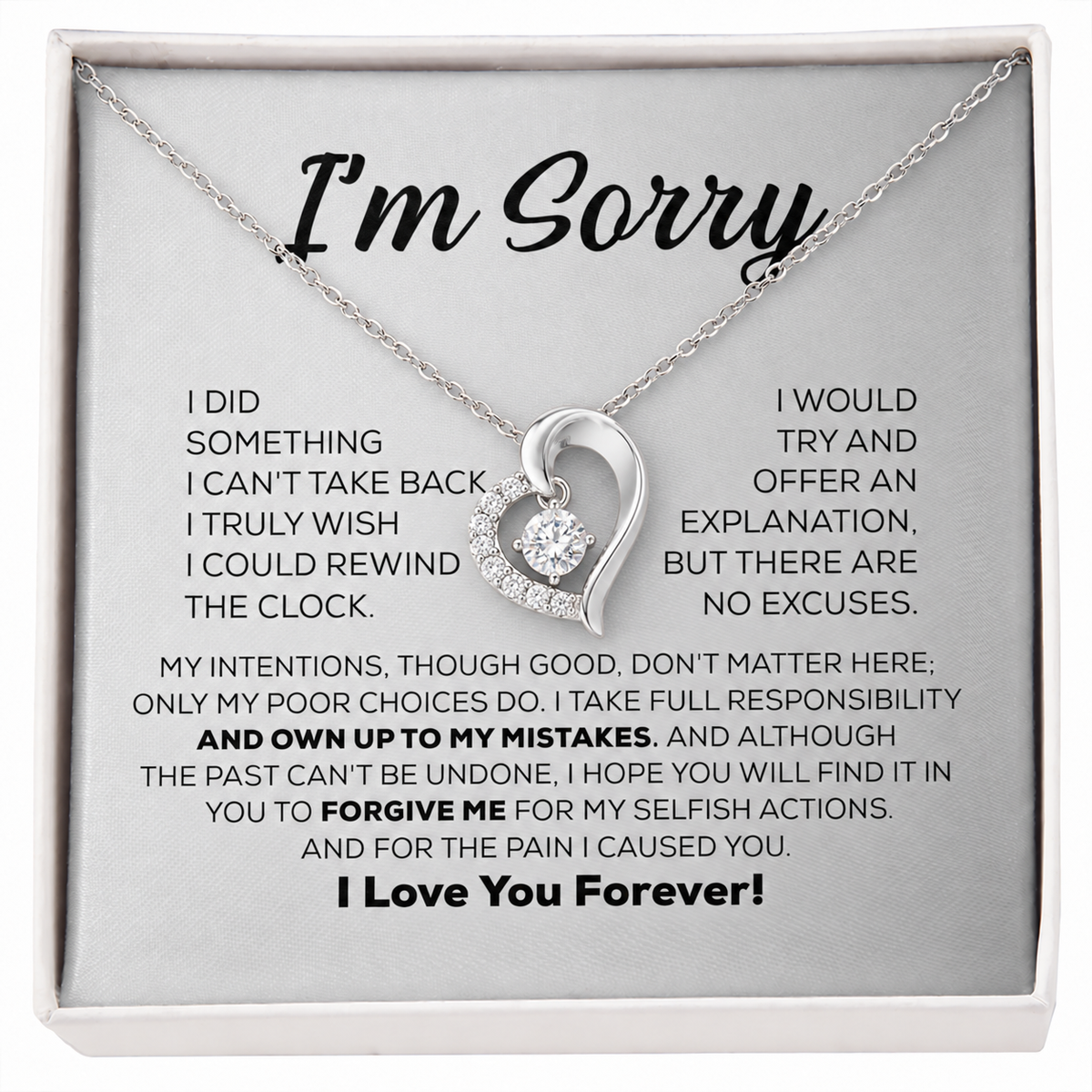 Apology Gift For Her - My Heart Is Yours - Moissanite Heart Necklace