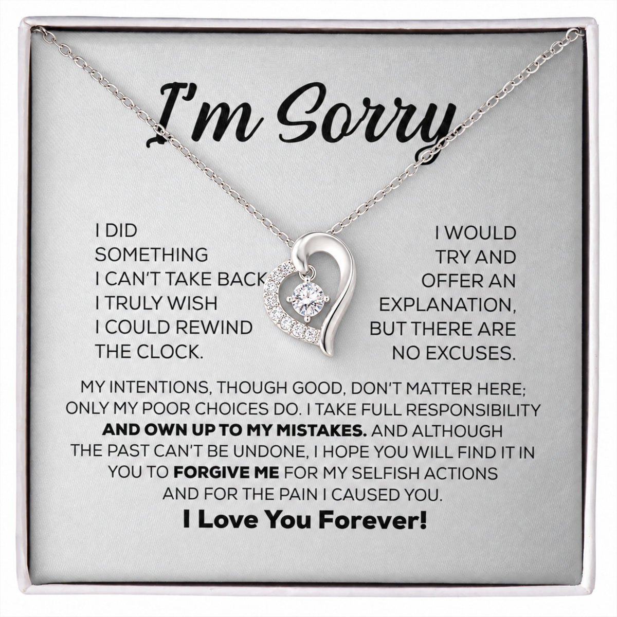 Apology Gift For Her - My Heart Is Yours - Moissanite Heart Necklace