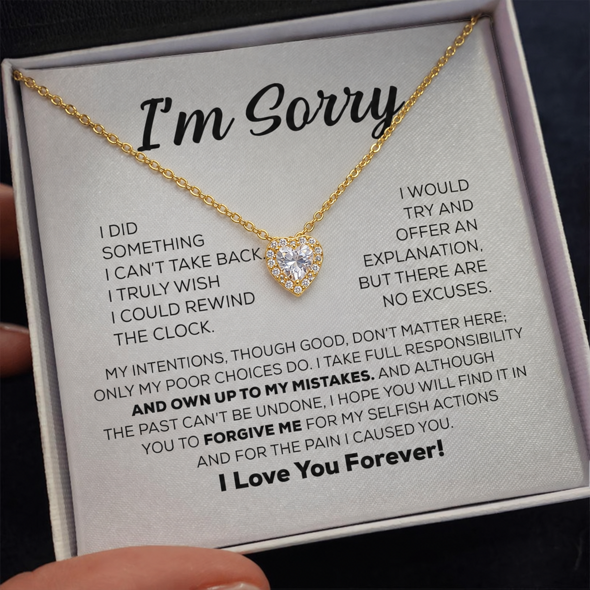 Apology Gift For Her - Forever Yours - Sparkling Heart Necklace