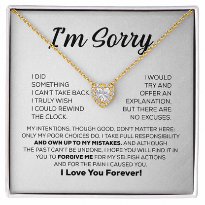 Apology Gift For Her - Forever Yours - Sparkling Heart Necklace