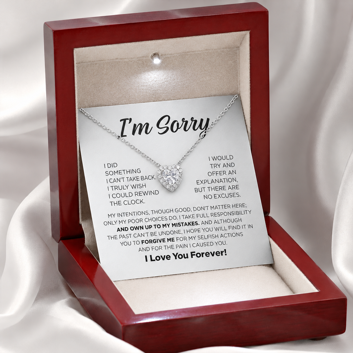 Apology Gift For Her - Forever Yours - Sparkling Heart Necklace