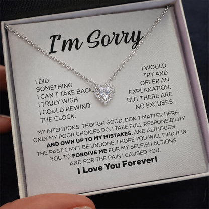 Apology Gift For Her - Forever Yours - Sparkling Heart Necklace