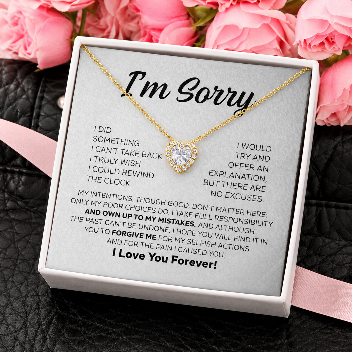 Apology Gift For Her - Forever Yours - Sparkling Heart Necklace