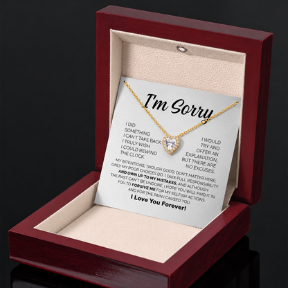 Apology Gift For Her - Forever Yours - Sparkling Heart Necklace