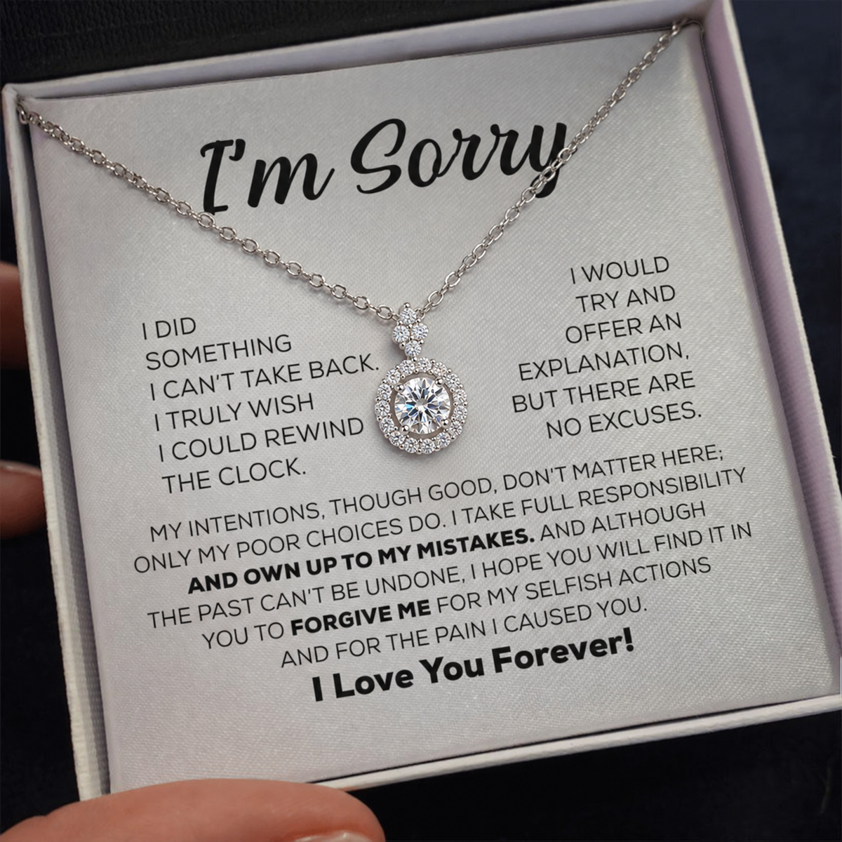 Apology Gift For Her - Forgive Me - Moissanite Pendant Necklace