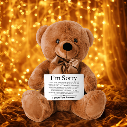 Apology Gift For Her - I Want To Feel You Again - Teddy Bear with Canvas Message Card