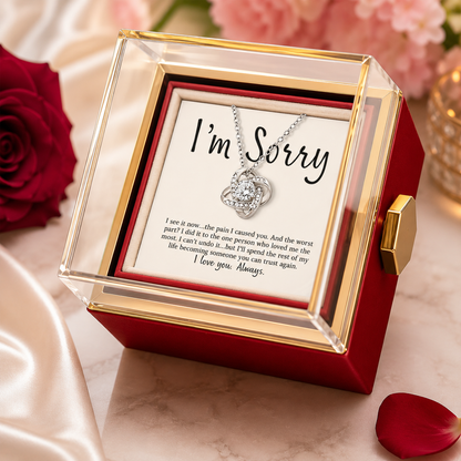 Apology Gift For Her - Love Knot with Rotating Rose Gift Box