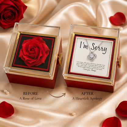 Apology Gift For Her - Love Knot with Rotating Rose Gift Box