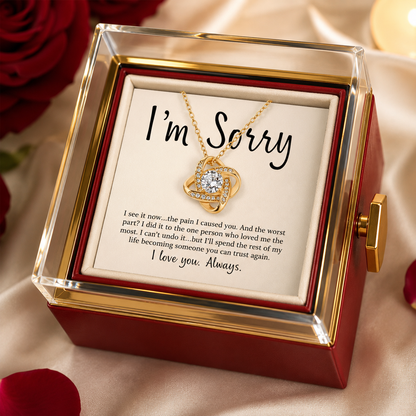 Apology Gift For Her - Love Knot with Rotating Rose Gift Box
