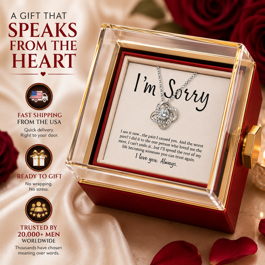 Apology Gift For Her - Love Knot with Rotating Rose Gift Box