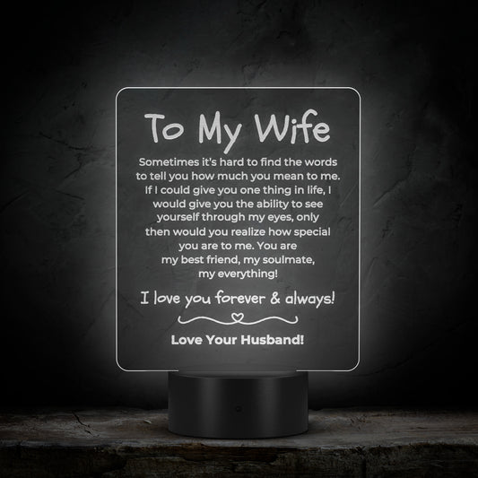 To My Wife - My Best Friend, My Soulmate, My Everything - Rectangle Acrylic LED Sign