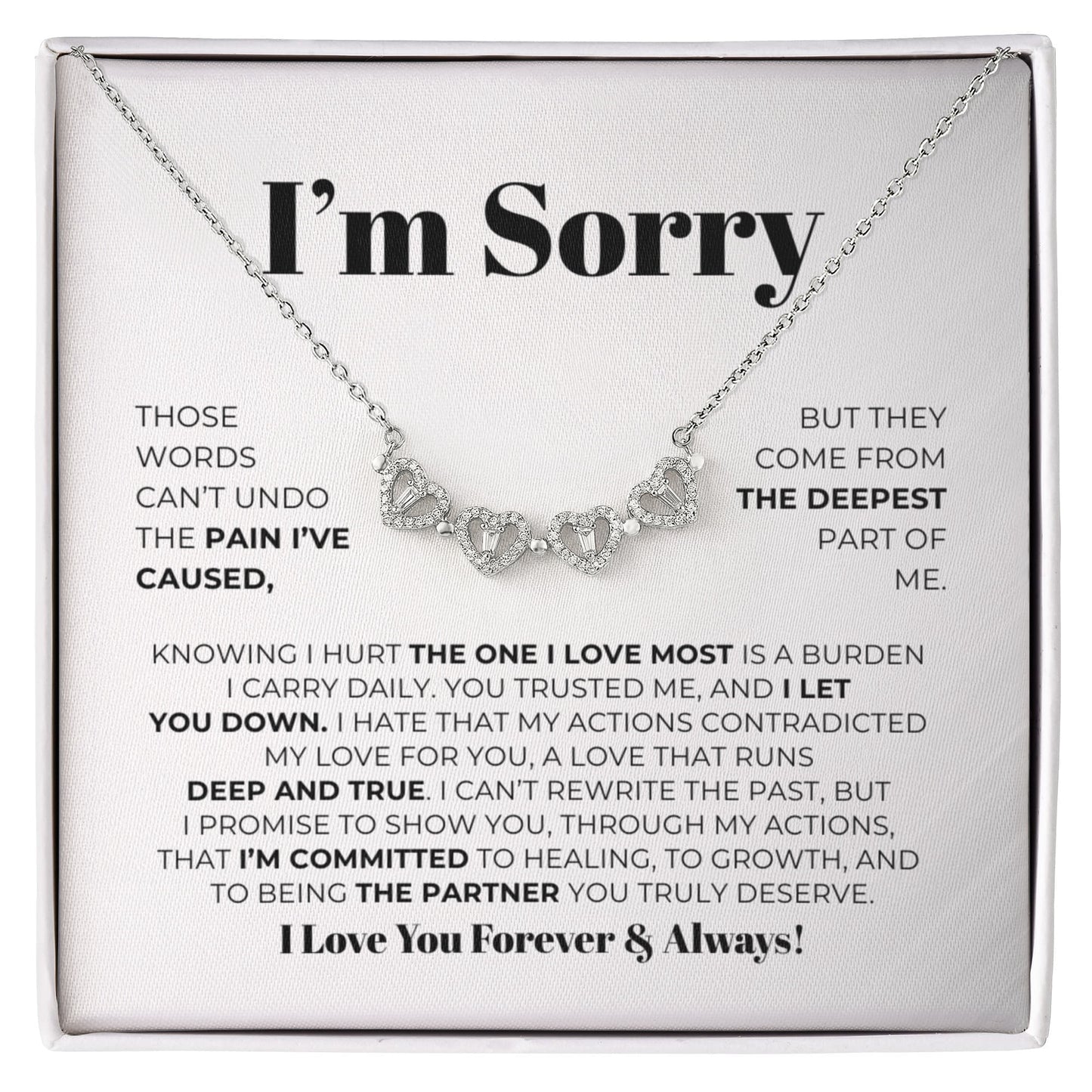 Apology Gift For Her - Magnetic Hearts Necklace