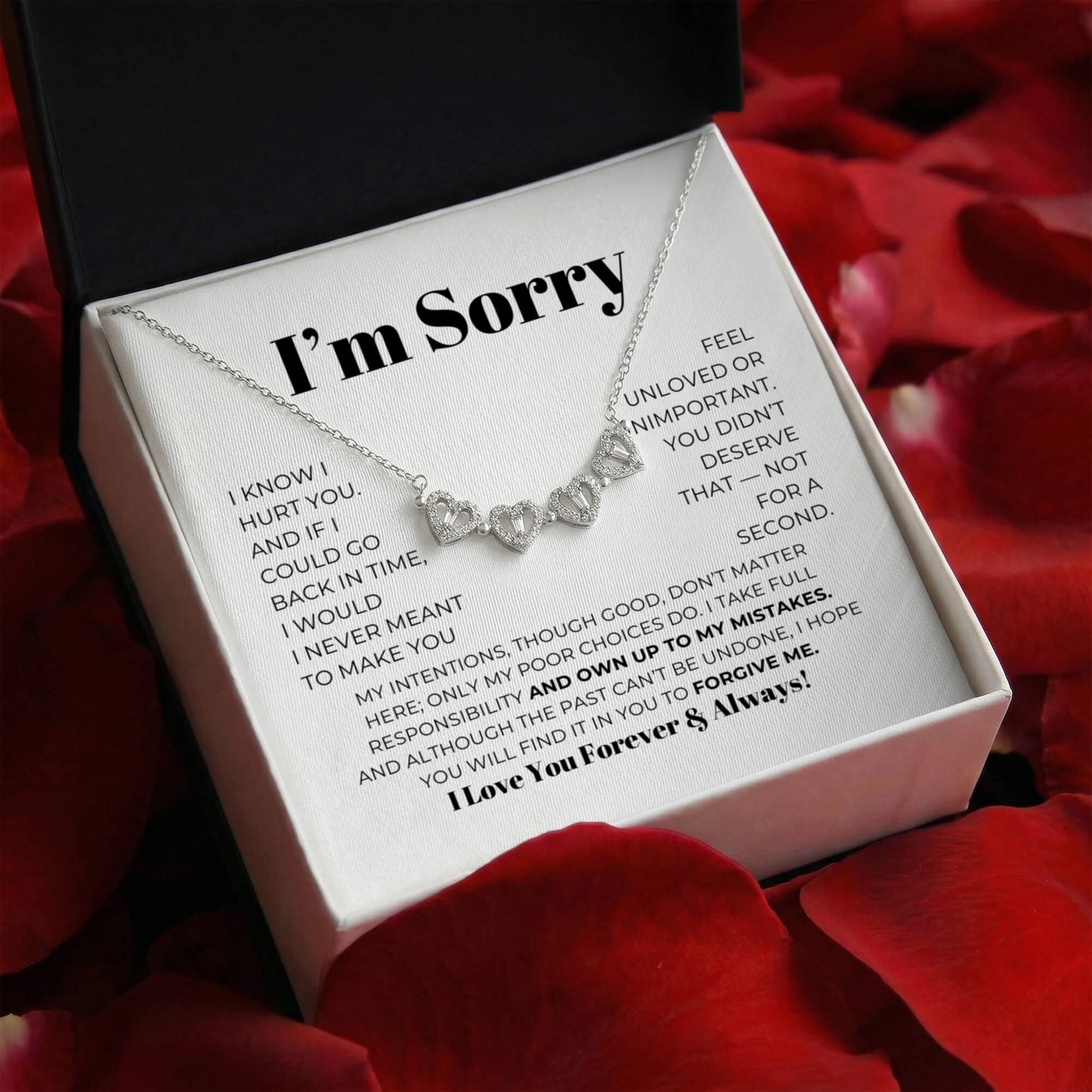 Apology Gift For Her - I Take Full Responsibility - Magnetic Hearts Necklace