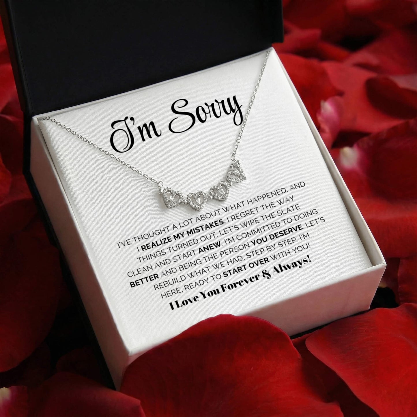 Apology Gift For Her - Let's wipe the slate  clean and start anew - Magnetic Hearts Necklace