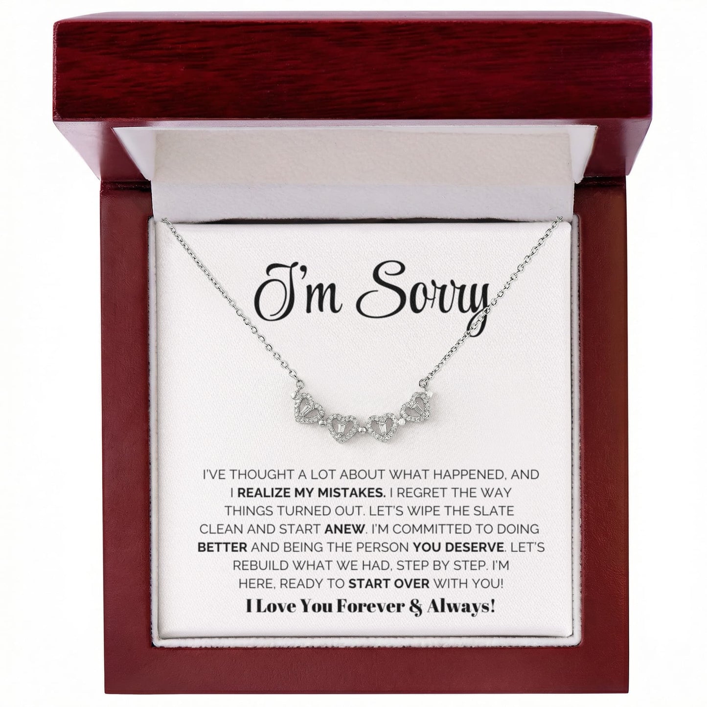 Apology Gift For Her - Let's wipe the slate  clean and start anew - Magnetic Hearts Necklace