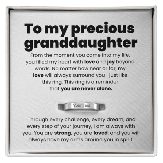 To My Precious Granddaughter - Engraved Women's Ring with Message Card