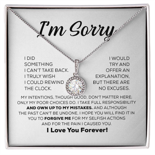 Regalo de disculpa para ella: collar de esperanza eterna con una tarjeta con mensaje sentimental
