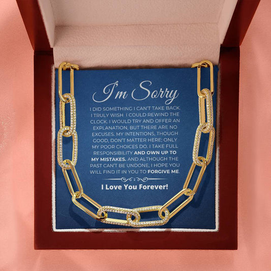 Apology Gift For Her - CZ Paperclip Chain