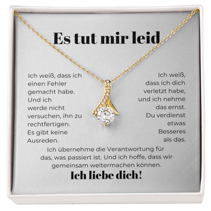 Entschuldigungsgeschenk für sie – Halskette mit einer herzlichen Nachrichtkarte
