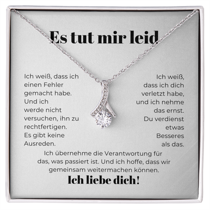 Entschuldigungsgeschenk für sie – Halskette mit einer herzlichen Nachrichtkarte