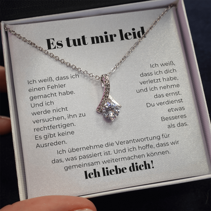 Entschuldigungsgeschenk für sie – Halskette mit einer herzlichen Nachrichtkarte