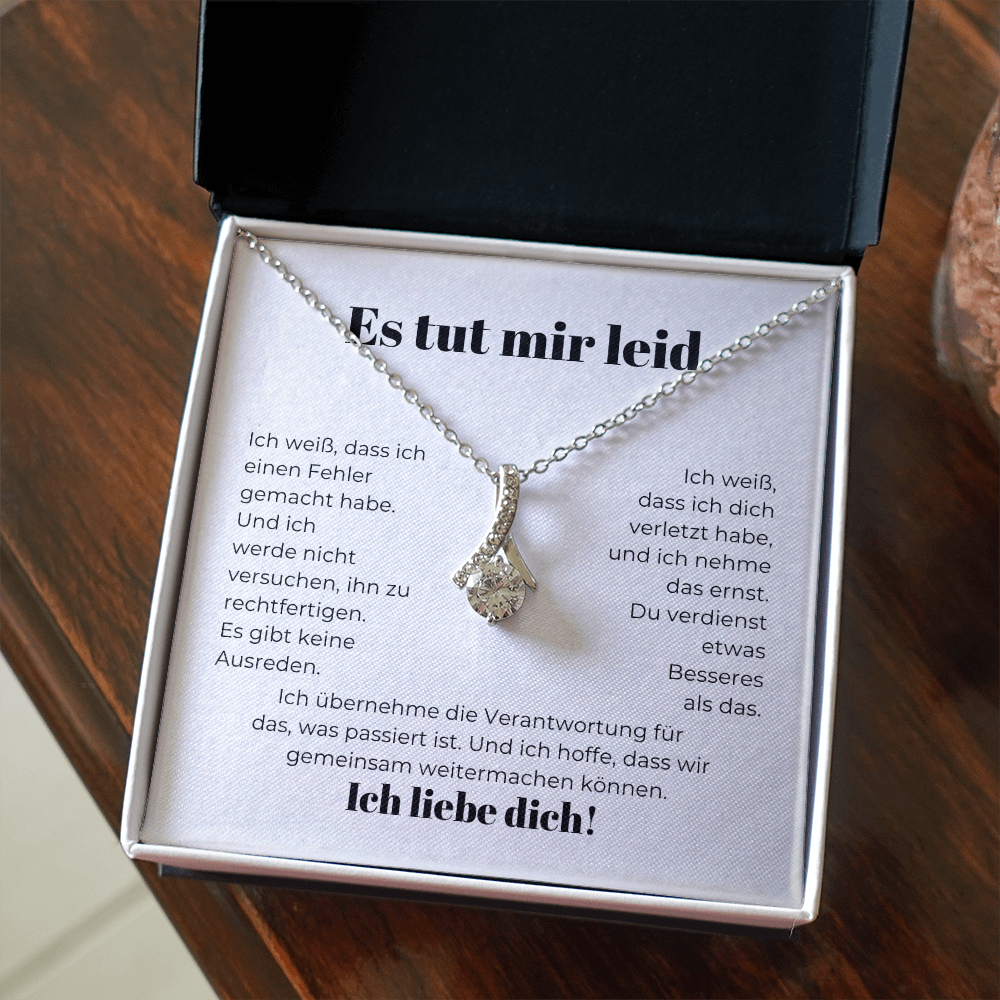 Entschuldigungsgeschenk für sie – Halskette mit einer herzlichen Nachrichtkarte