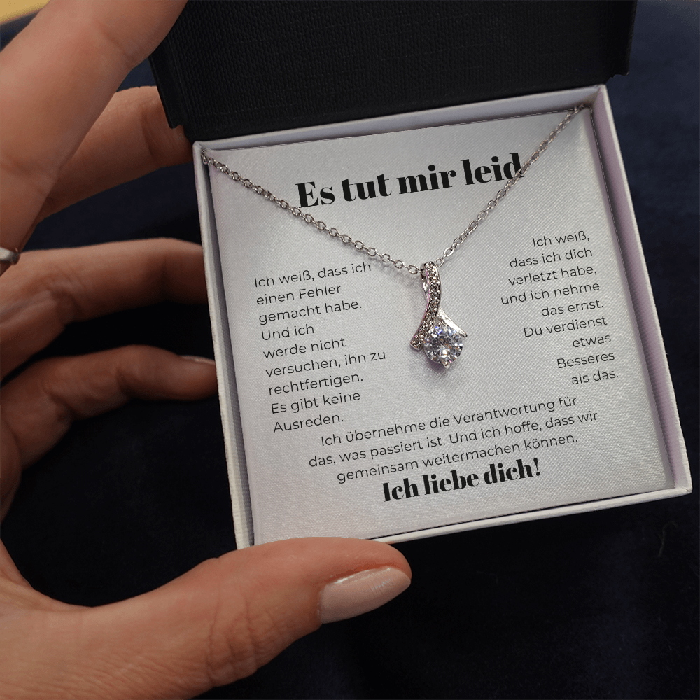 Entschuldigungsgeschenk für sie – Halskette mit einer herzlichen Nachrichtkarte