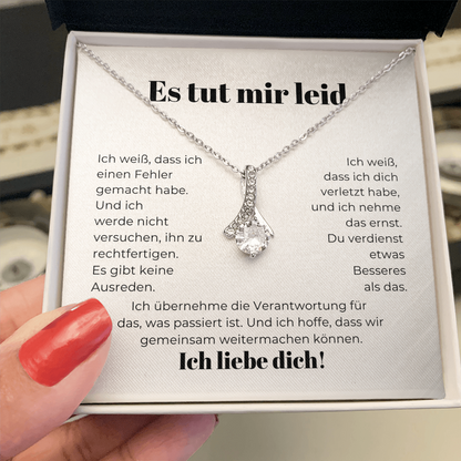 Entschuldigungsgeschenk für sie – Halskette mit einer herzlichen Nachrichtkarte