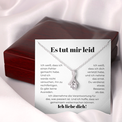 Entschuldigungsgeschenk für sie – Halskette mit einer herzlichen Nachrichtkarte