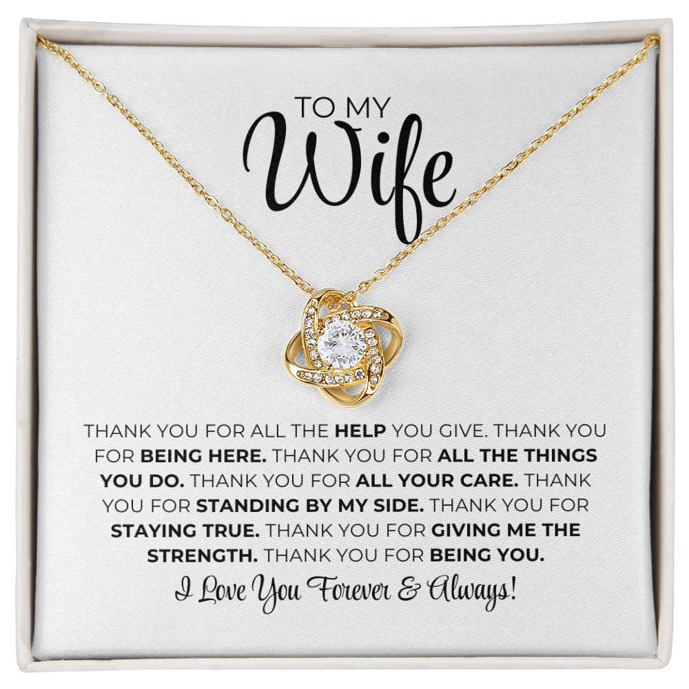 To My Wife - Thank You - Love Knot Necklace